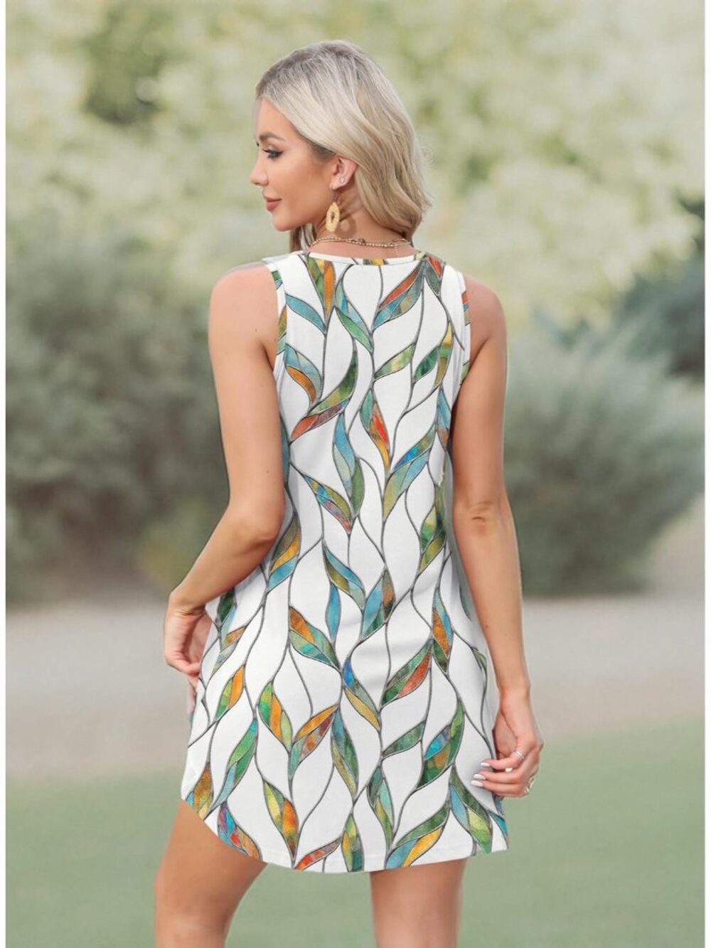 Womens Summer Dresses 2026 Loose V Neck Sleeveless Sundresses Swimsuit Coverup w - Picture 5 of 5